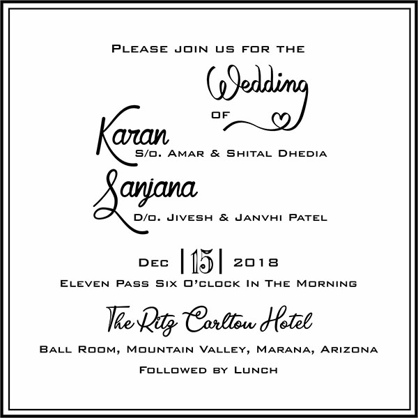 Wedding invitation card Met My Match - Parekh Cards